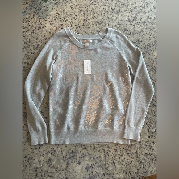 NWT retail $90 women’s banana republic 100% cotton hounds tooth sequin sweater - Picture 4 of 9